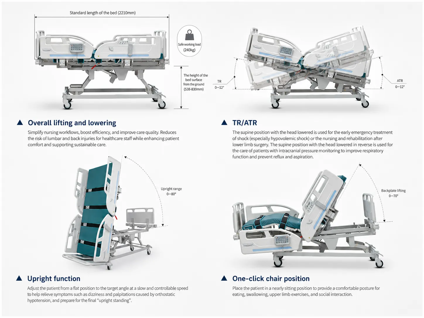 Electric Standing Hospital Bed - ToronCare™ 1055